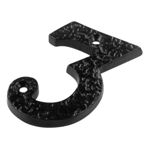 ASEC Antique Style Metal Numerals - 75mm Black '3' (Bagged)