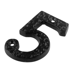 ASEC Antique Style Metal Numerals - 75mm Black '5' (Bagged)