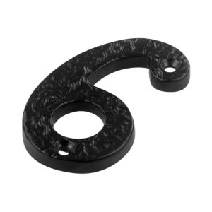 ASEC Antique Style Metal Numerals - 75mm Black '6' (Bagged)