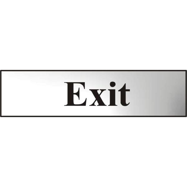 ASEC `Exit` 200mm x 50mm Chrome Self Adhesive Sign