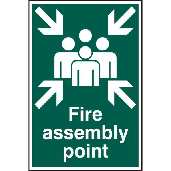 ASEC `Fire Assembly Point 200mm x 300mm PVC Self Adhesive Sign