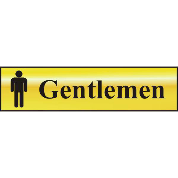 ASEC `Gentlemen` 200mm x 50mm Gold Self Adhesive Sign