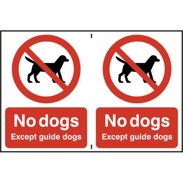 ASEC `No Dogs` 200mm x 300mm PVC Self Adhesive Sign