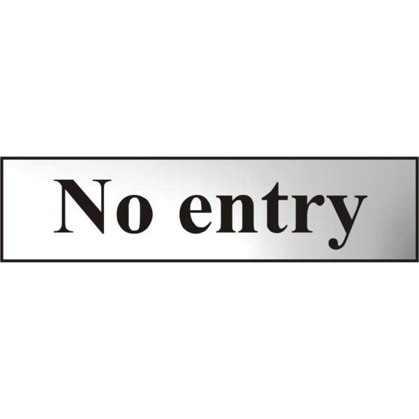 ASEC `No Entry` 200mm x 50mm Chrome Self Adhesive Sign
