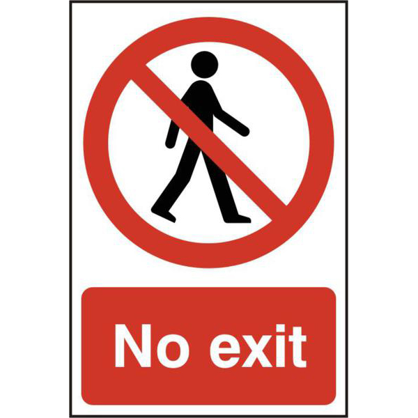 ASEC `No Exit` 200mm x 300mm PVC Self Adhesive Sign