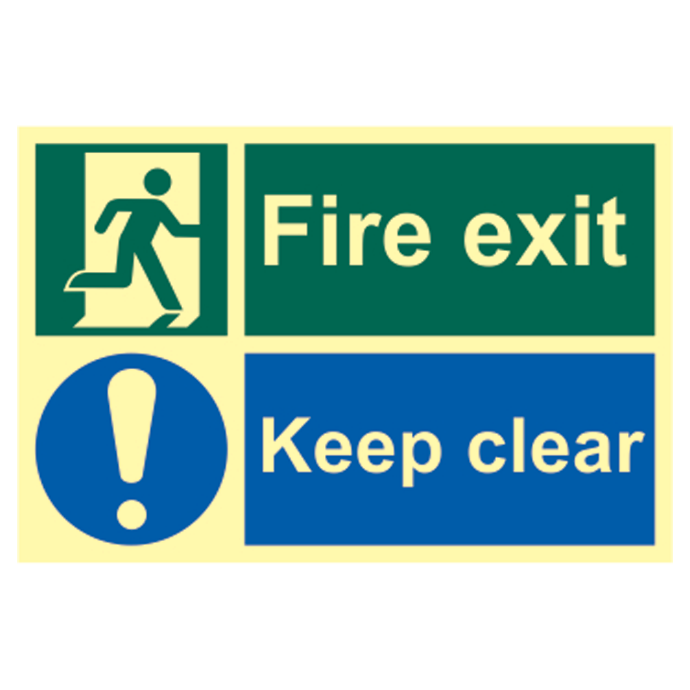 Image of ASEC `Fire Escape Keep Clear` Sign Photoluminescent 300mm x 200mm